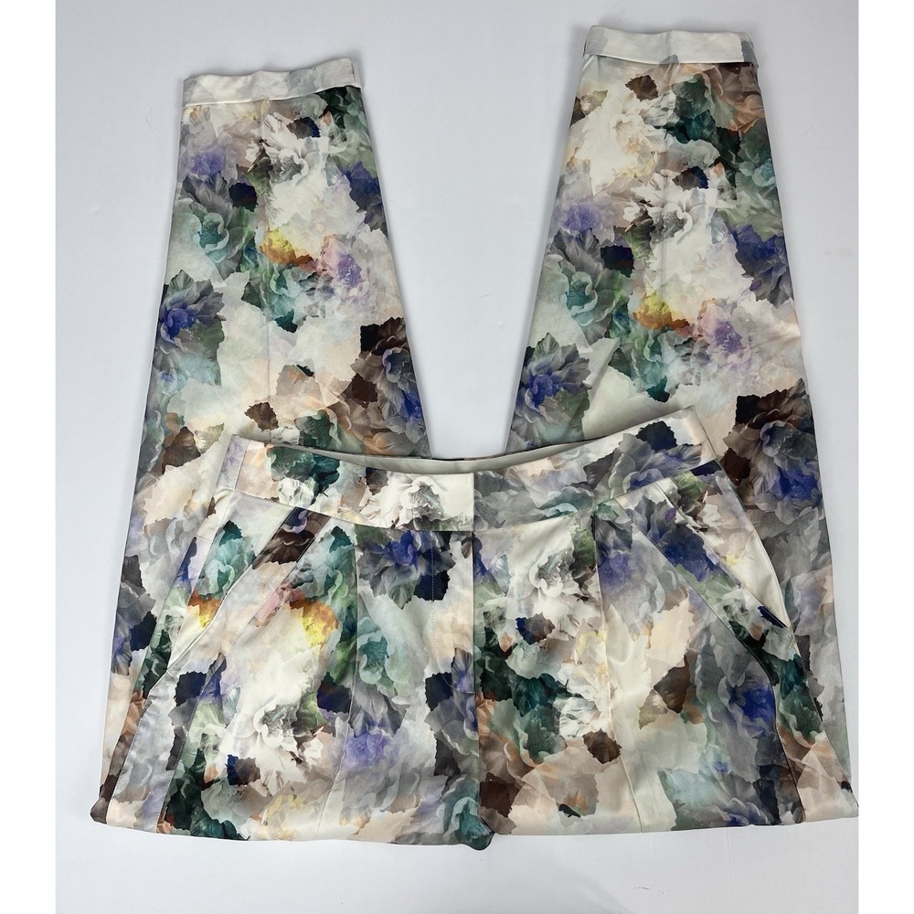 Rebecca Taylor "Enchanted Garden" Floral Print Pants Sz 8 - Picture 1 of 9